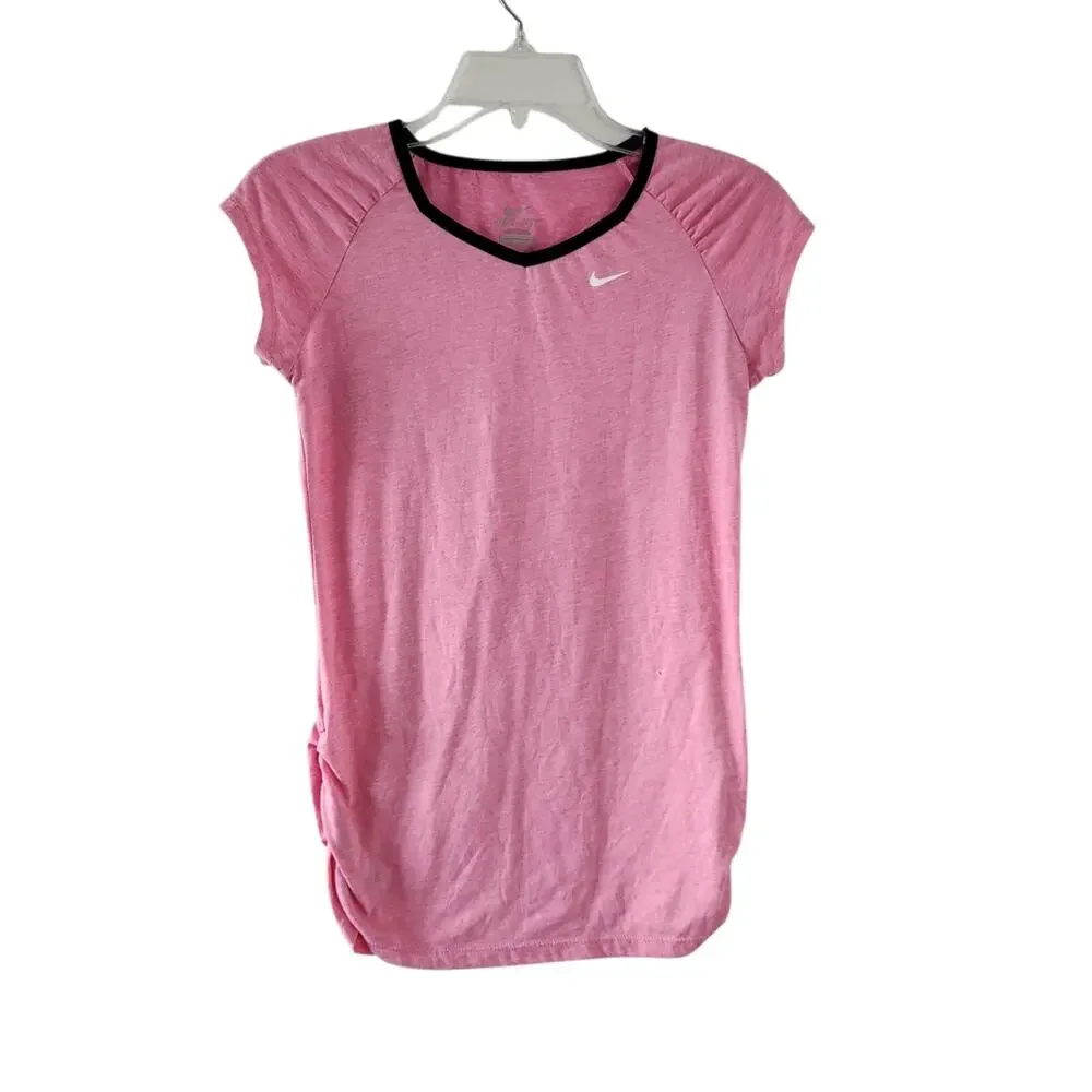 Nike Kids  Pink Short Sleeve Tee Large Black Trim Athletic Running Soccer Gym